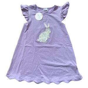 Abby & Evie Lavender Bunny Appliqué Dress Scalloped Hemline Ruffled NWT Size 4